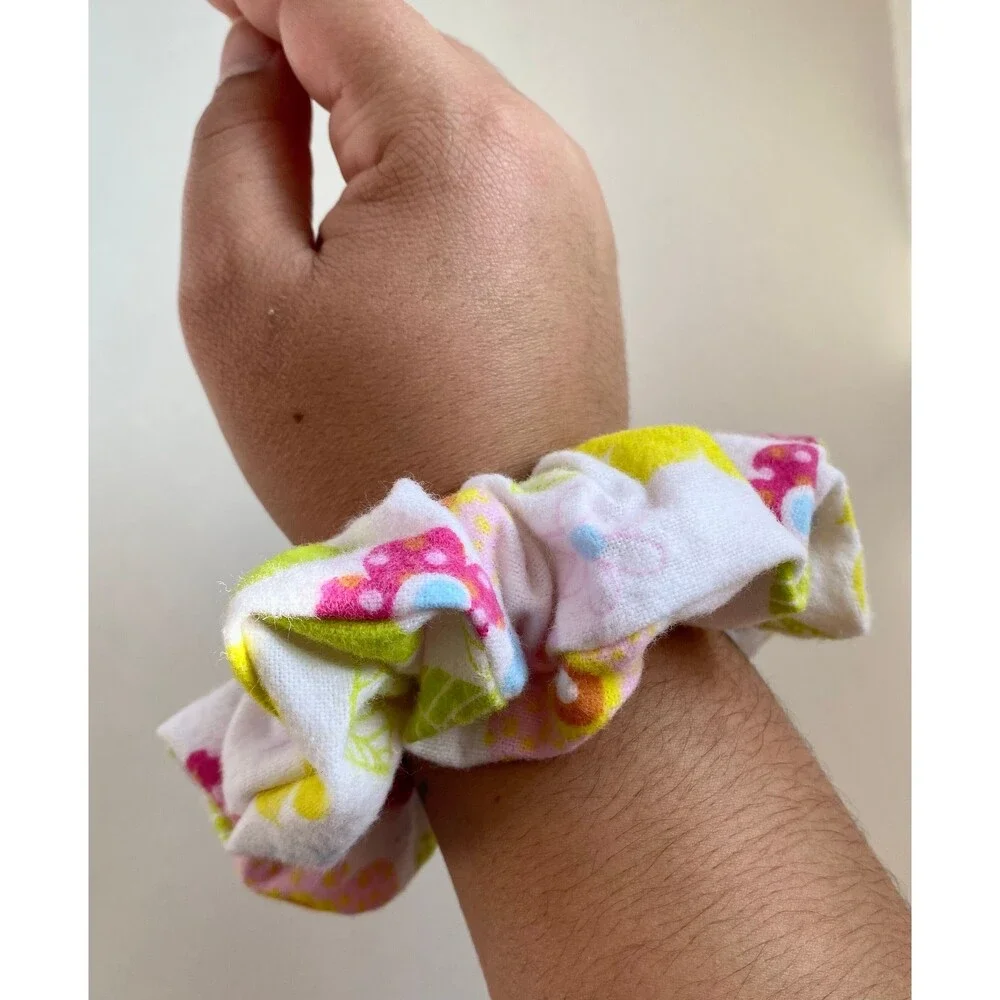 Spring Colorful Flower Scrunchies Sustainable Handmade Hair Accessories